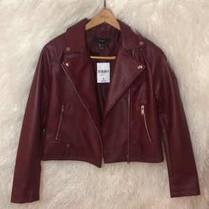 forever 21 burgundy faux leather jacket